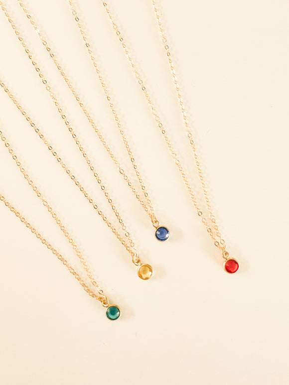 Gold Birthstone Charm Necklace