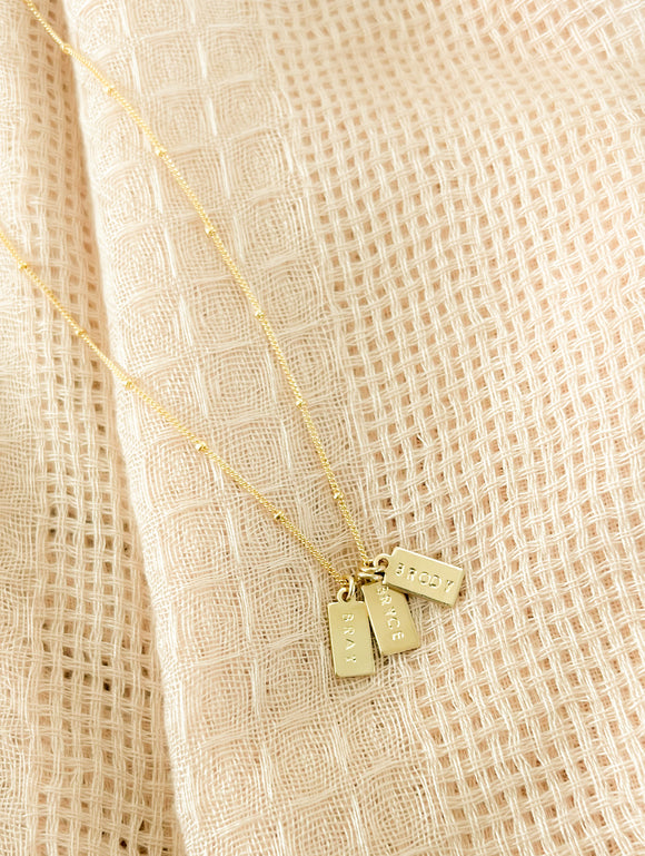Gold Satellite Rectangle Necklace