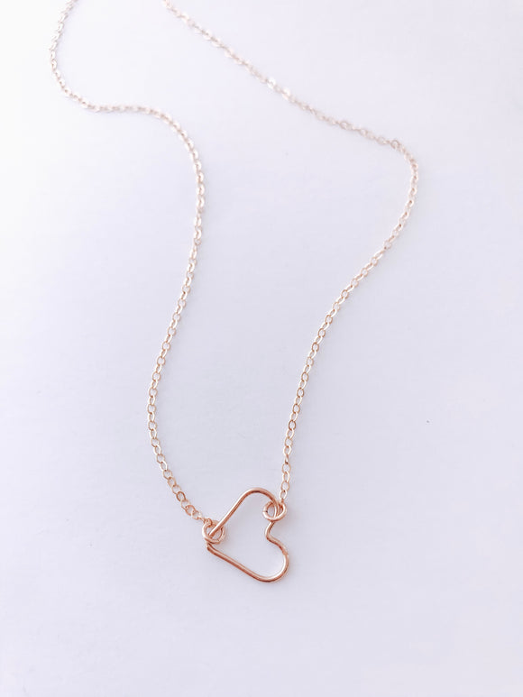 Gold Wire Heart Necklace