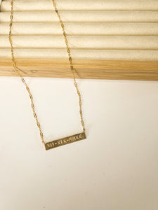 Gold Lace Bar Necklace